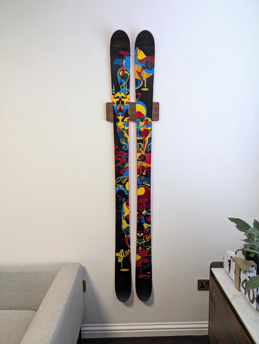 Ski Wall Rack - Solid Walnut Ski/ Board Mount - Free Delivery